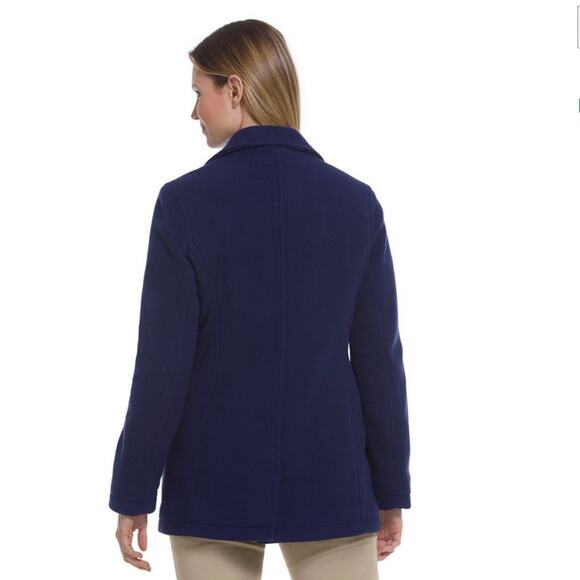 L.L. Bean Classic Double Breasted Peacoat Deepest Blue Navy sz Small 2 4 6 - Picture 2 of 14